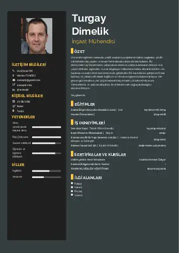 İnşaat Mühendisi Cv Örnekleri cv indir